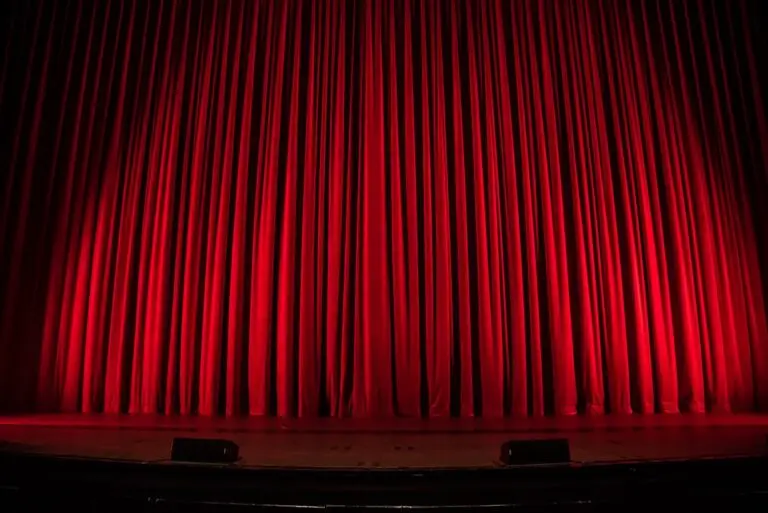 Colorful theater stage lighting before a live performance